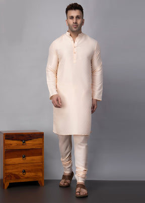 2 Pc Cream Viscose Kurta Pajama Set