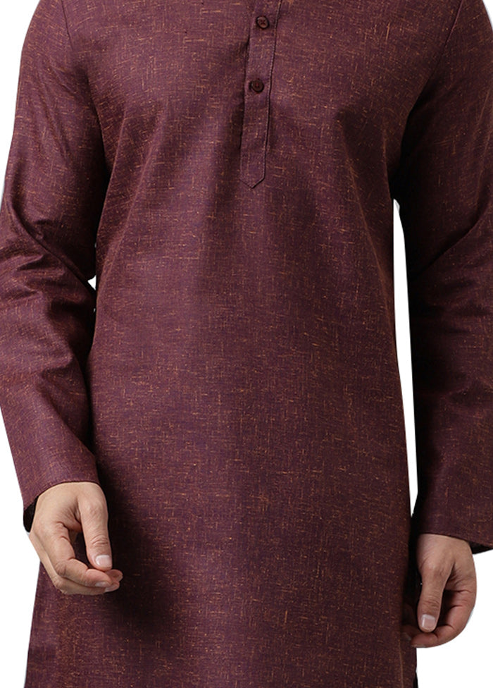 2 Pc Maroon Cotton Kurta Pajama Set