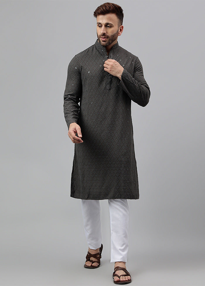 2 Pc Grey Viscose Kurta Pajama Set