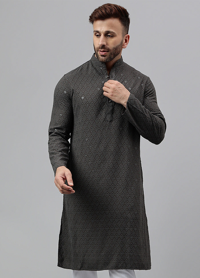 2 Pc Grey Viscose Kurta Pajama Set