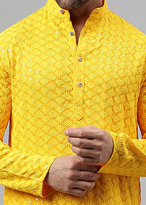 2 Pc yellow Viscose Kurta Pajama Set