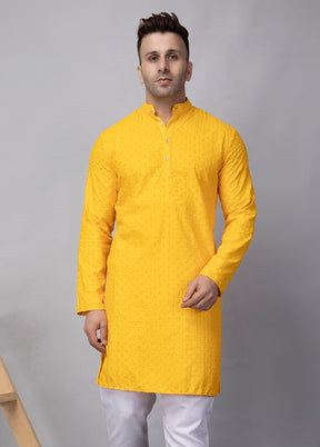 2 Pc Yellow Viscose Kurta Pajama Set