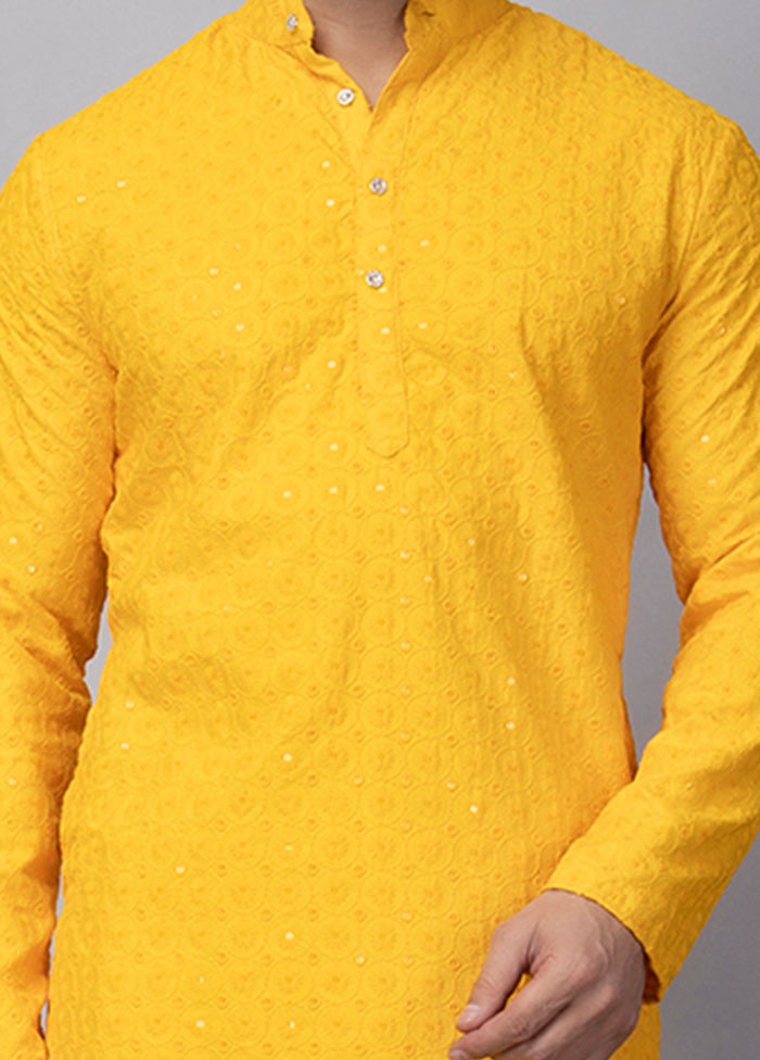 2 Pc Yellow Viscose Kurta Pajama Set