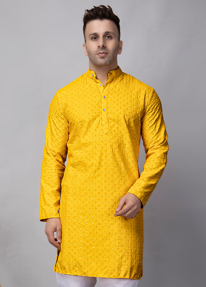 2 Pc Yellow Viscose Kurta Pajama Set