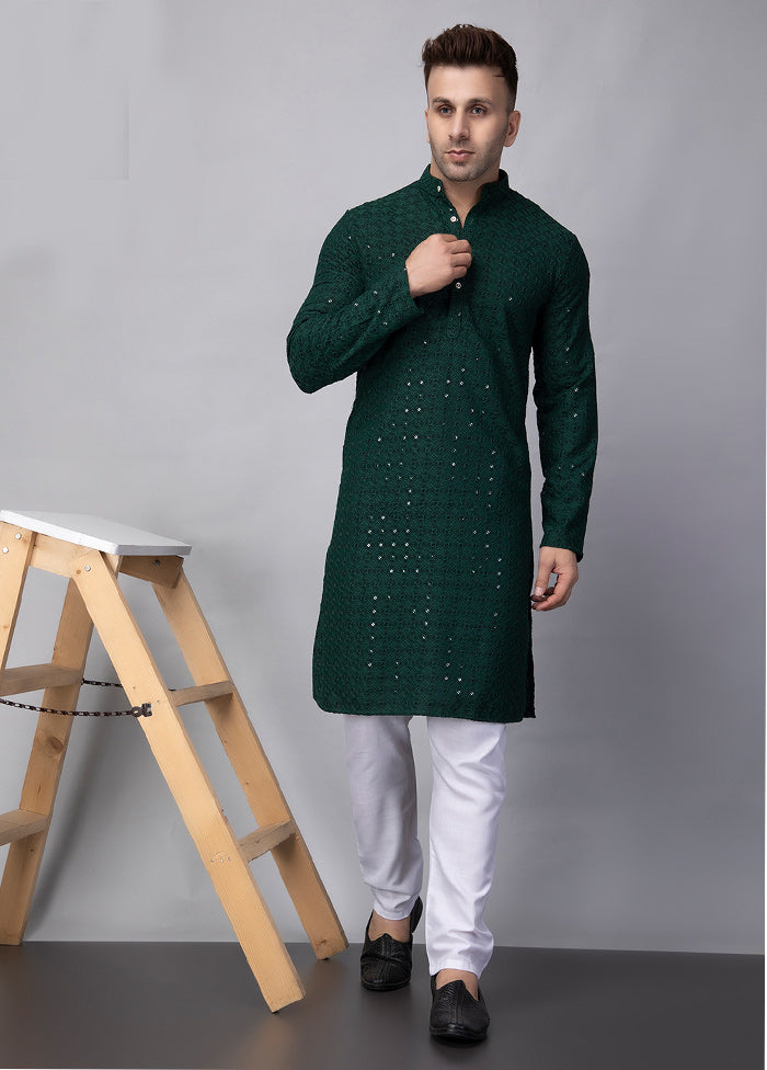 2 Pc Green Viscose Kurta Pajama Set