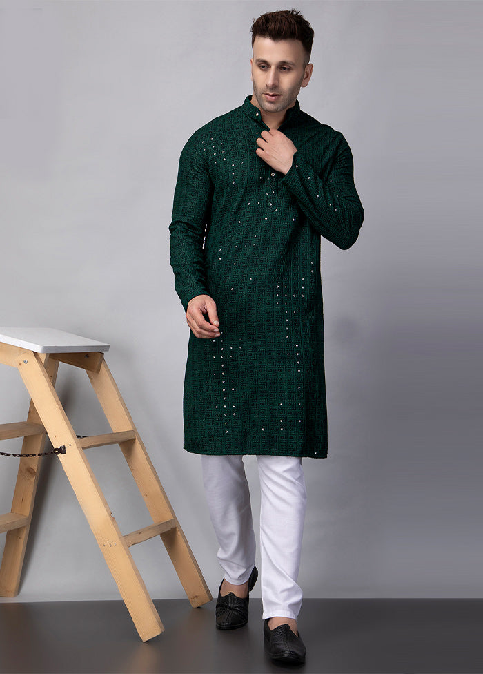 2 Pc Green Viscose Kurta Pajama Set