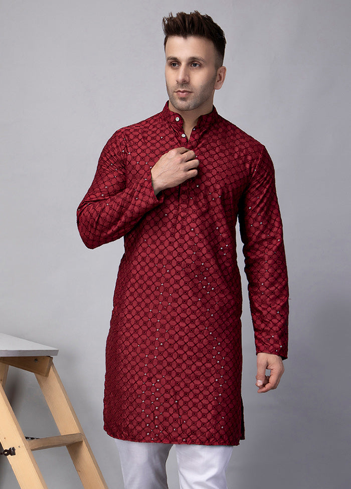 2 Pc Maroon Viscose Kurta Pajama Set