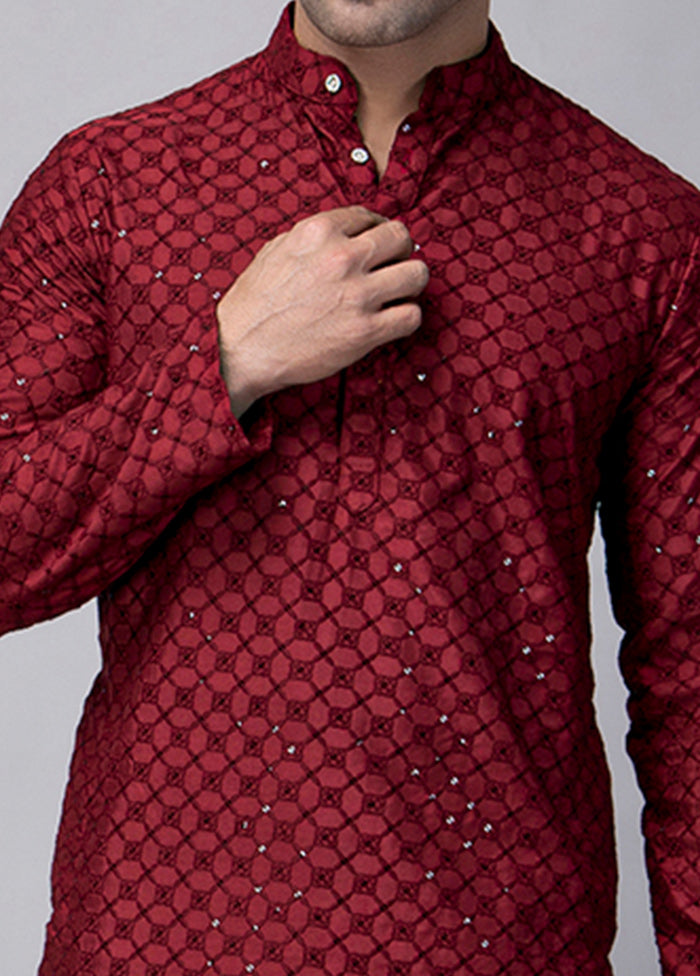 2 Pc Maroon Viscose Kurta Pajama Set