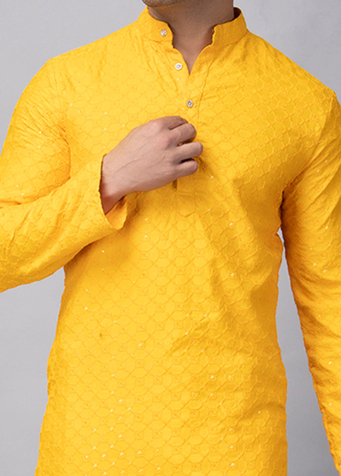 2 Pc Yellow Viscose Kurta Pajama Set