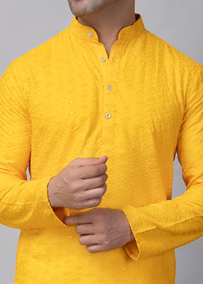 2 Pc Yellow Viscose Kurta Pajama Set