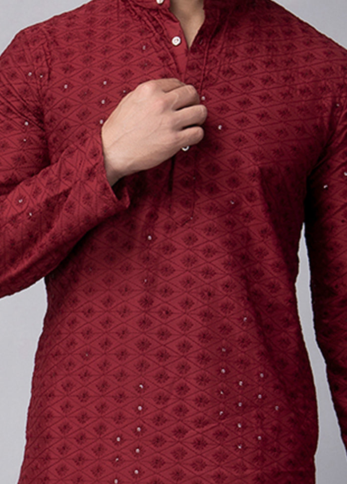 2 Pc Maroon Viscose Kurta Pajama Set