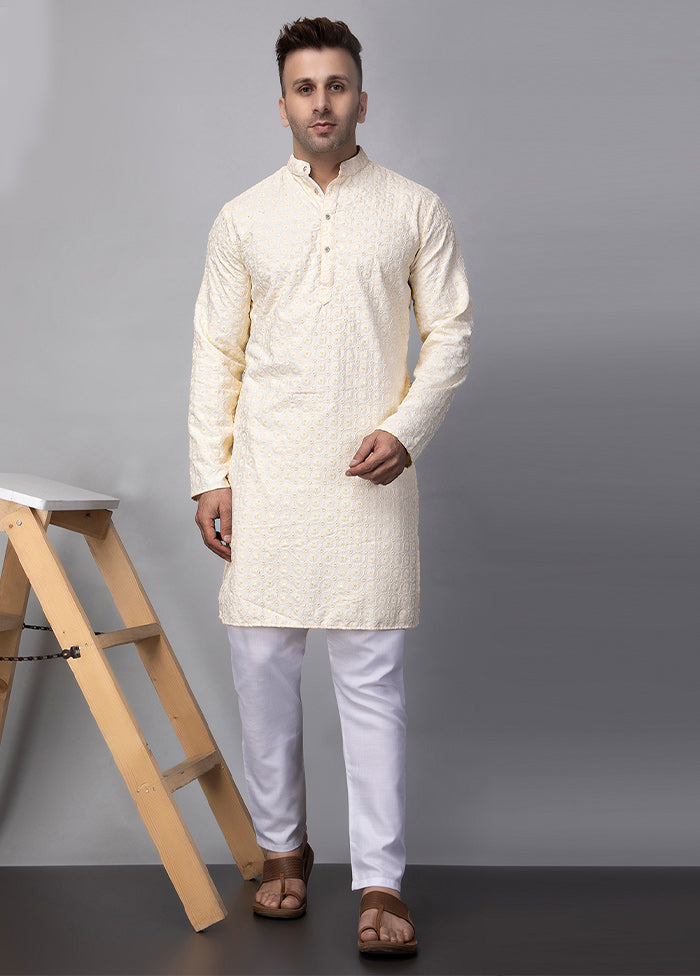 2 Pc off White Viscose Kurta Pajama Set