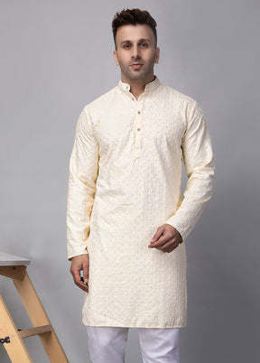 2 Pc off White Viscose Kurta Pajama Set