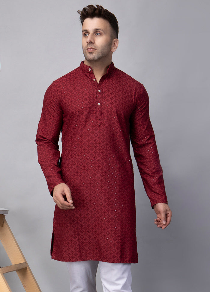 2 Pc Maroon Viscose Kurta Pajama Set