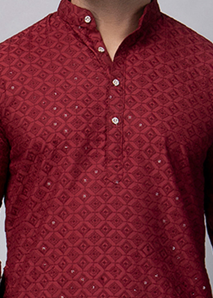 2 Pc Maroon Viscose Kurta Pajama Set