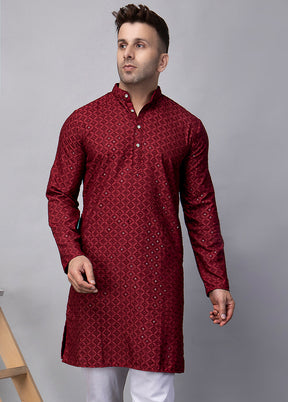 2 Pc Maroon Viscose Kurta Pajama Set