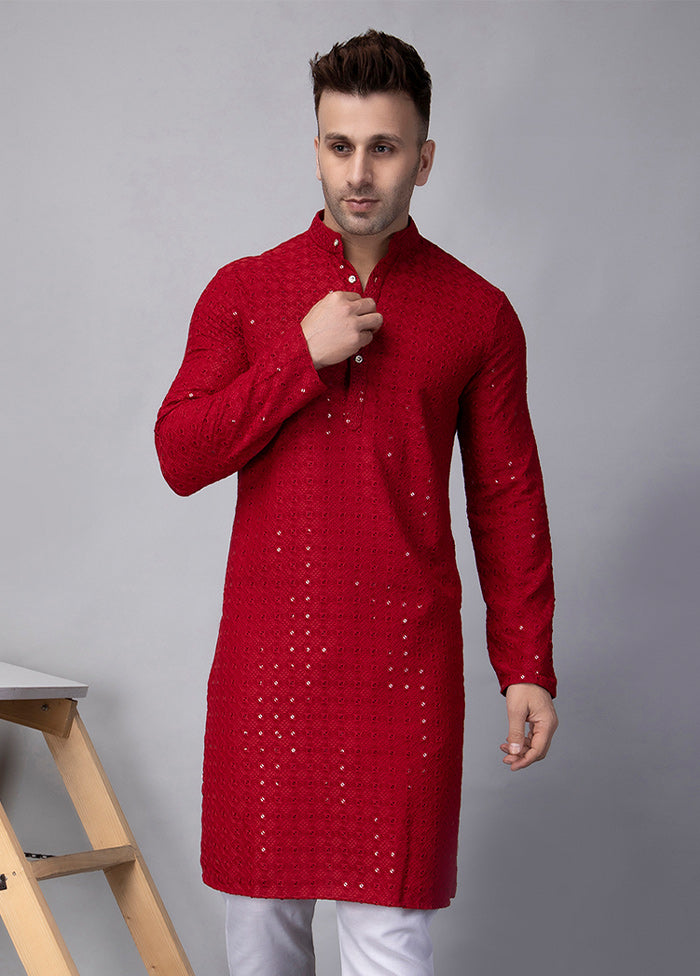 2 Pc red Viscose Kurta Pajama Set