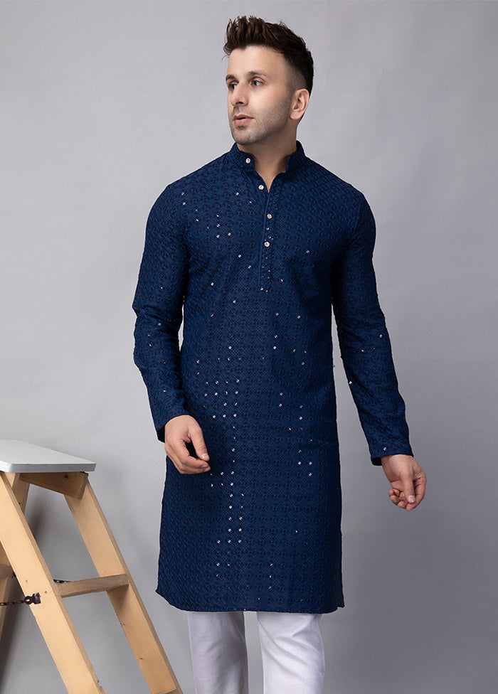 2 Pc Navy Blue Viscose Kurta Pajama Set