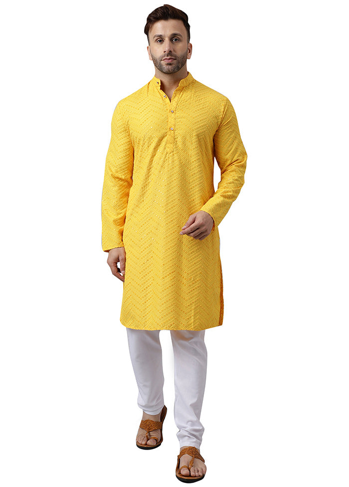 2 Pc Lemon Silk Kurta Pajama Set