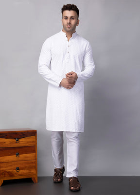 2 Pc white Viscose Kurta Pajama Set