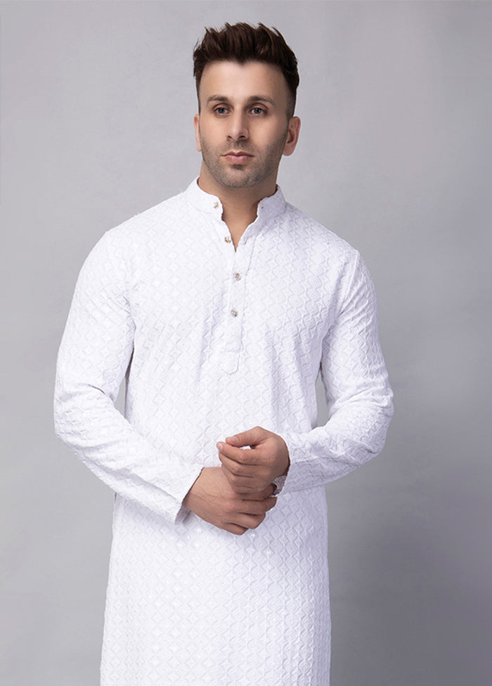 2 Pc white Viscose Kurta Pajama Set