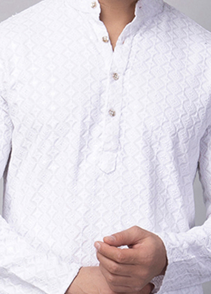 2 Pc white Viscose Kurta Pajama Set