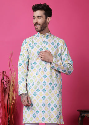 2 Pc White Silk Kurta Pajama Set