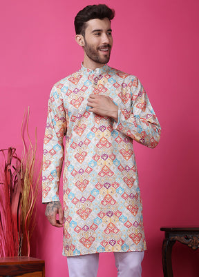 2 Pc Multicolor Silk Kurta Pajama Set