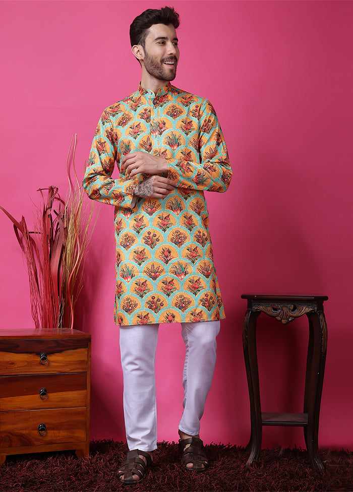 2 Pc Multicolor Silk Kurta Pajama Set