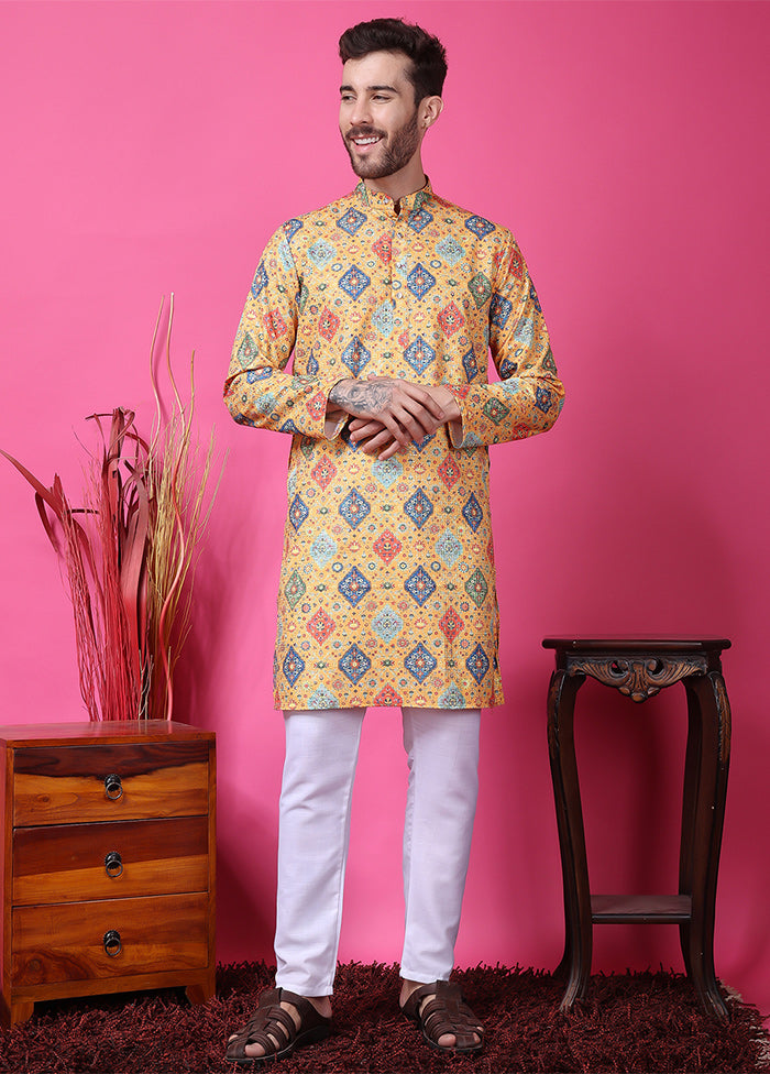 2 Pc Multicolor Silk Kurta Pajama Set