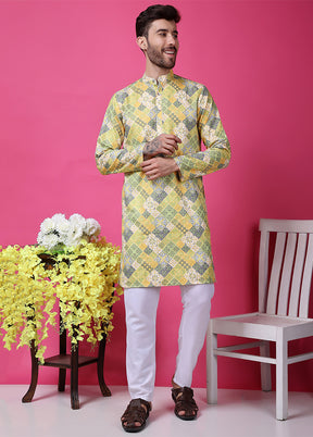 2 Pc Multicolor Silk Kurta Pajama Set