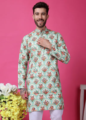 2 Pc Sky Blue Silk Kurta Pajama Set