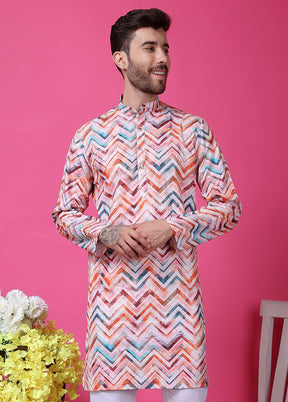 2 Pc Multicolor Silk Kurta Pajama Set