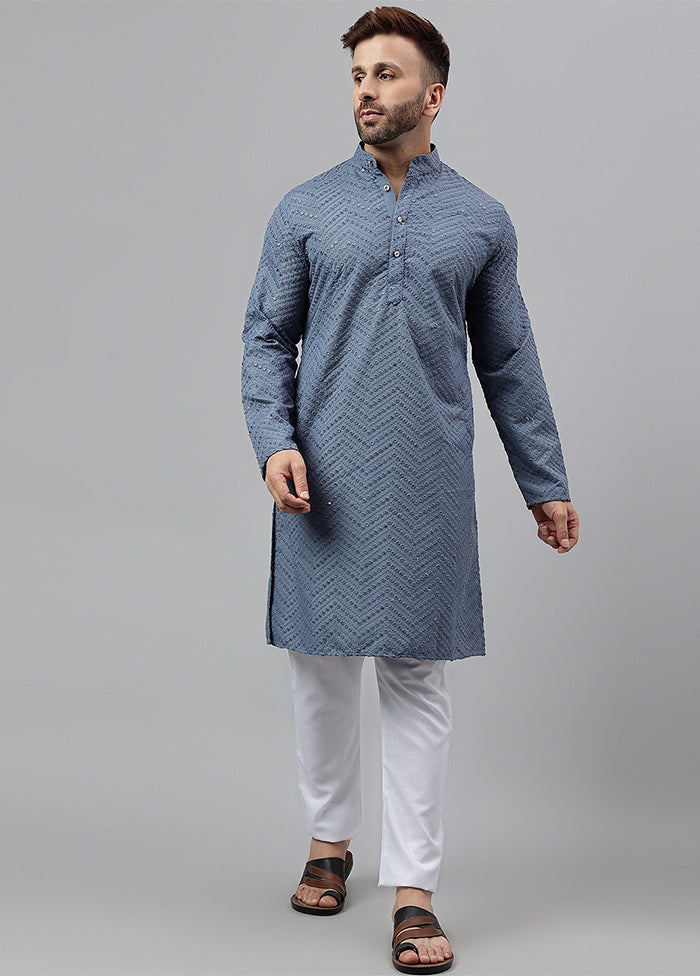 2 Pc Grey Viscose Kurta Pajama Set