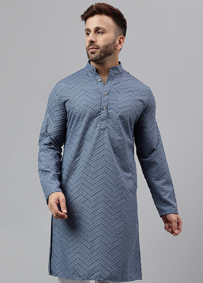 2 Pc Grey Viscose Kurta Pajama Set