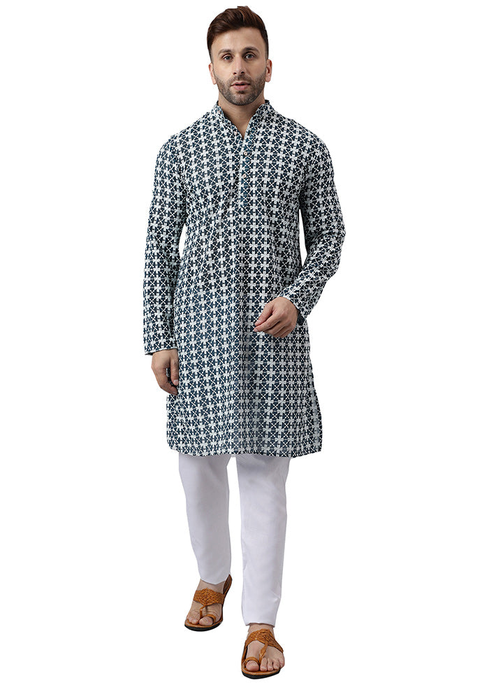 2 Pc Green Silk Kurta Pajama Set