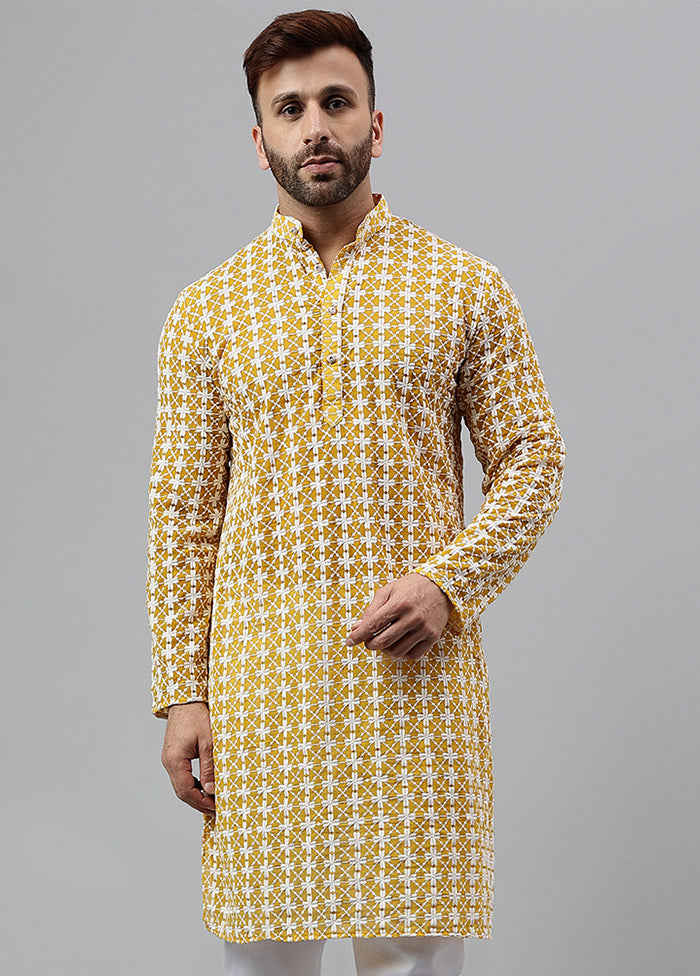 2 Pc Mustard Viscose Kurta Pajama Set