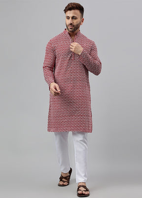 2 Pc maroon Viscose Kurta Pajama Set