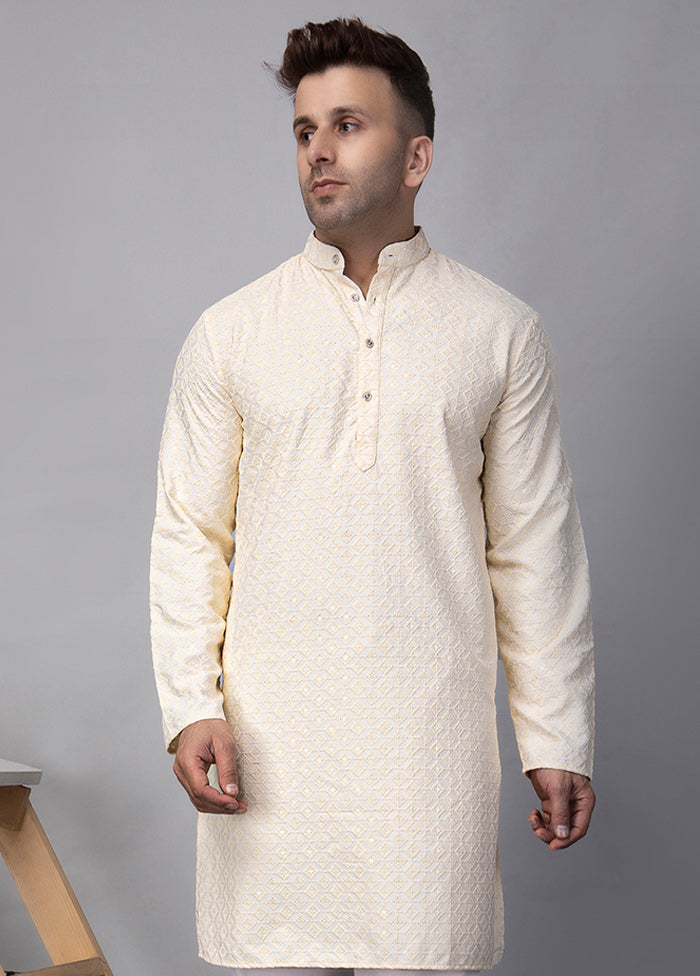 2 Pc cream Viscose Kurta Pajama Set