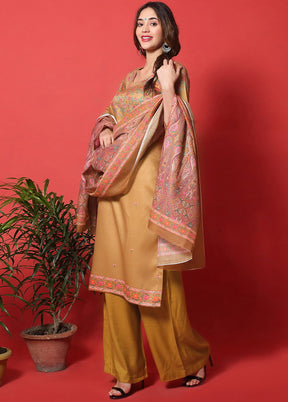 3 Pc Gold Digital Print Unstitched Cotton Salwar Suit VDSL25112026 - Indian Silk House Agencies