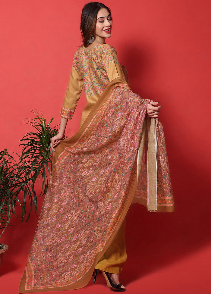 3 Pc Gold Digital Print Unstitched Cotton Salwar Suit VDSL25112026 - Indian Silk House Agencies