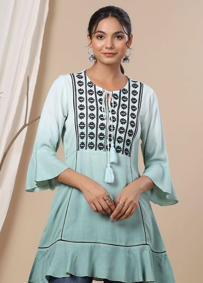 Sage Green Pure Readymade Rayon Tunic