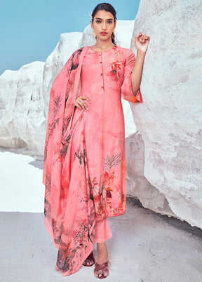 3 Pc Pink Unstitched Cotton Printed Suit Set VDSL120424 - Indian Silk House Agencies