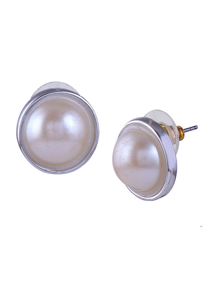 Estele Zinc Alloy Gold Silver Tone Plated Blue Colour Round Stud Earrings for girls - Indian Silk House Agencies