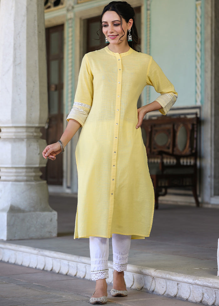 Yellow Readymade Cotton Kurti