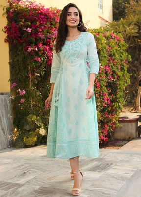 Mint Green Readymade Cotton Indian Dress