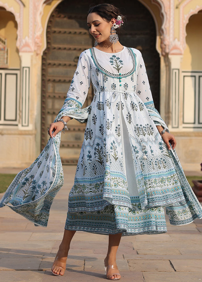 Sky Blue Readymade Cotton Indian Dress