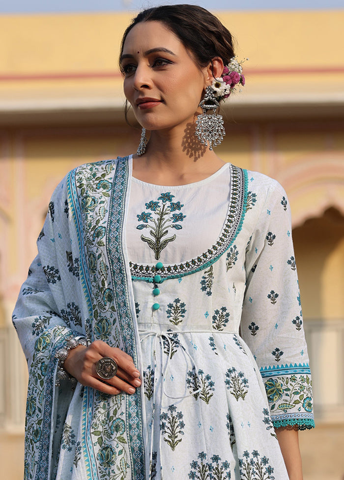 Sky Blue Readymade Cotton Indian Dress