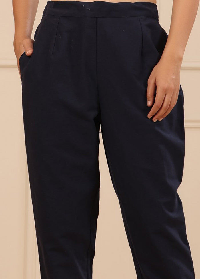 Navy Blue Pure Cotton Casual Pant