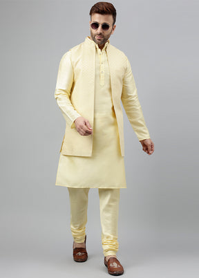 3 Pc Lemon Viscose Nehru Set